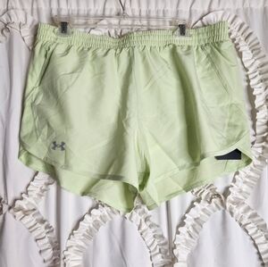 New Under Armour Neon Green Athletic Fly By Shorts Sz Large